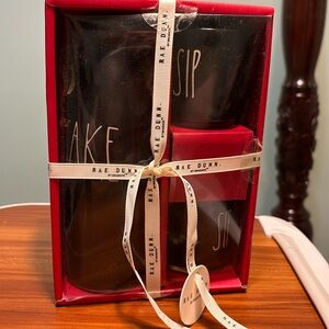 NWT Rae Dunn SAKE SIP SIP set of 3 ~ black